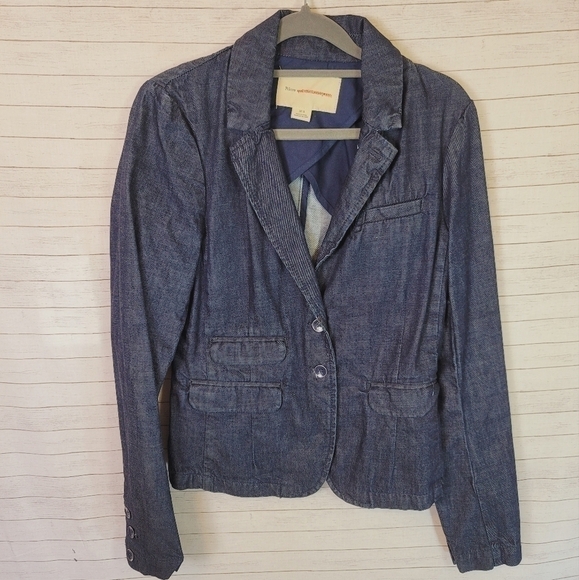 Anthropologie Pilcro & Letterpress Denim Blazer Style Jacket Dark Wash, sz Small - Picture 1 of 15